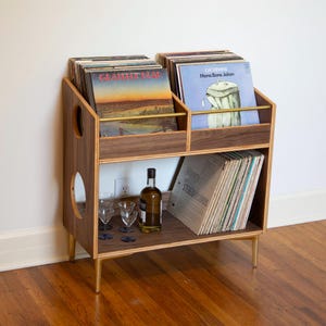 The "Double Sidekick" WALNUT Edition Vinyl Record Storage Cabinet