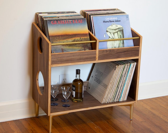 The "Double Sidekick" WALNUT Edition Vinyl Record Storage Cabinet