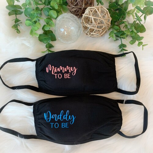 Mommy Daddy to Be Face Masks / Baby Shower / Gender Reveal / Etsy