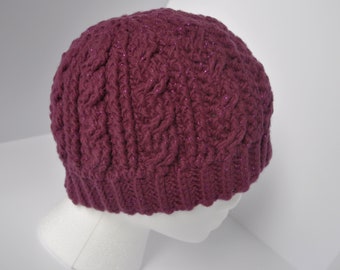 Cabled Messy Bun Hat