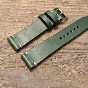 Wickett & Craig Green Leather Watch Strap | Custom Handmade Band 18mm, 19mm, 20mm, 21mm, 22mm, 23mm, 24mm, | Vintage Strap