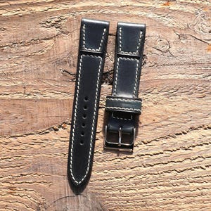 Horween Chromexcel Navy Leather Watch Strap Bespoke Band 16mm, 17mm, 18mm, 19mm, 20mm, 21mm, 22mm, Tonneau Strap
