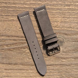 Handmade Gray Nubuck Leather Watch Strap Classic Band for Men & Women 18mm 19mm 20mm 21mm 22mm 23mm 24mm