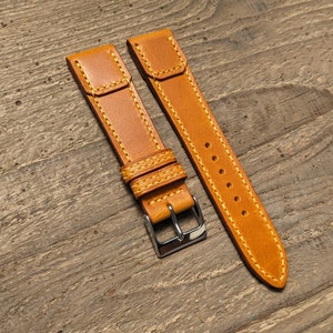 Buttero Mustard Leather Watch Strap | Custom Handmade Watch Band 16mm, 17mm, 18mm, 19mm, 20mm, 21mm, 22mm, | Reverso Leather Strap