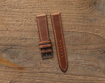 Horween Chromexcel Natural leather watch strap full stitch uniform handmade 18mm, 19mm, 20mm, 21mm, 22mm, 23mm, 24mm, USA leather