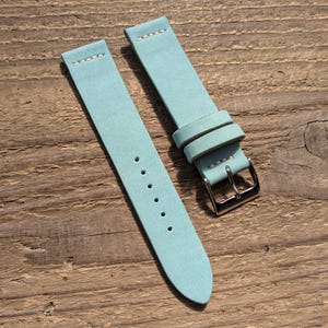 Blue Nubuck Leather Watch Strap: Bespoke Vintage Style Band