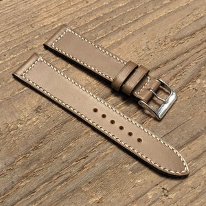 Buttero Gray Leather Watch Strap | Custom Handmade Watch Band 18mm, 19mm, 20mm, 21mm, 22mm, 23mm, 24mm, | Box Stitch Strap