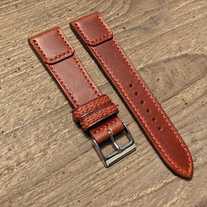 Buttero Cognac Leather Watch Strap | Custom Handmade Watch Band 16mm, 17mm, 18mm, 19mm, 20mm, 21mm, 22mm, | Reverso Leather Strap