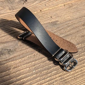 Horween Black Chromexcel Leather NATO Watch Strap | Custom Handmade NATO Band 18mm, 19mm, 20mm, 21mm, 22mm, 24mm, | Classic NATO Strap