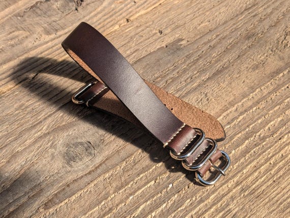 Horween Chromexcel Brown Leather Watch Strap NATO Band Handmade