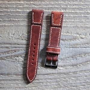 Horween Derby English Tan Leather Watch Strap Bespoke Band 16mm, 17mm, 18mm, 19mm, 20mm, 21mm, 22mm, Tonneau Strap