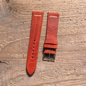 Horween Dublin English Tan Leather Watch Strap Bespoke Band 18mm, 19mm, 20mm, 21mm, 22mm, 23mm, 24mm, Classic Strap