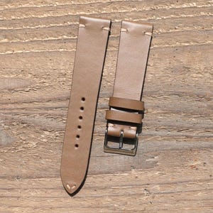 Buttero Gray Leather Watch Strap: Handmade Vintage Style Band