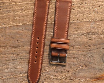 Horween Chromexcel Natural Leather Watch Strap Handmade 18mm 19mm 20mm 21mm 22mm 24mm Full Stitch Matching Thread