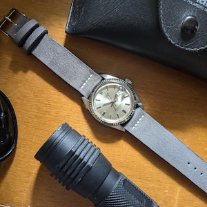 Nubuck Gray Leather Watch Strap | Custom Handmade Watch Band 18mm, 19mm, 20mm, 21mm, 22mm, 23mm, 24mm, | Classic Watch Strap