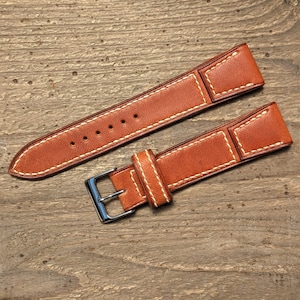 Horween English Uhrenarmband aus Dublin Leder | Individuelles handgefertigtes Uhrenarmband 16 mm, 17 mm, 18 mm, 19 mm, 20 mm, 21 mm, 22 mm, | Uhrenarmband Tonneau