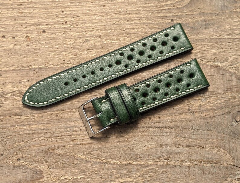 Racing Green Rally Leather Watch Strap Handmade Wickett & Craig English ...