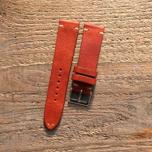 Horween Dublin English Tan Leather Watch Strap Bespoke Band 18mm, 19mm, 20mm, 21mm, 22mm, 23mm, 24mm, Vintage Strap