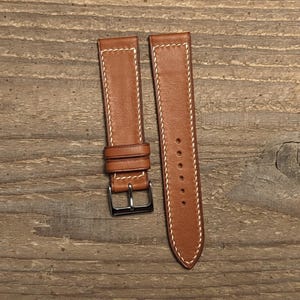 Novonappa Gold Leather Watch Strap | Custom Handmade Band 18mm, 19mm, 20mm, 21mm, 22mm, 23mm, 24mm, | Box Stitch Strap