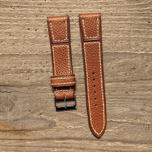 Haas Novonappa Pebbled Gold Leather Watch Strap | Custom Handmade Band 18mm, 19mm, 20mm, 21mm, 22mm, 23mm, 24mm, | Tonneau Strap