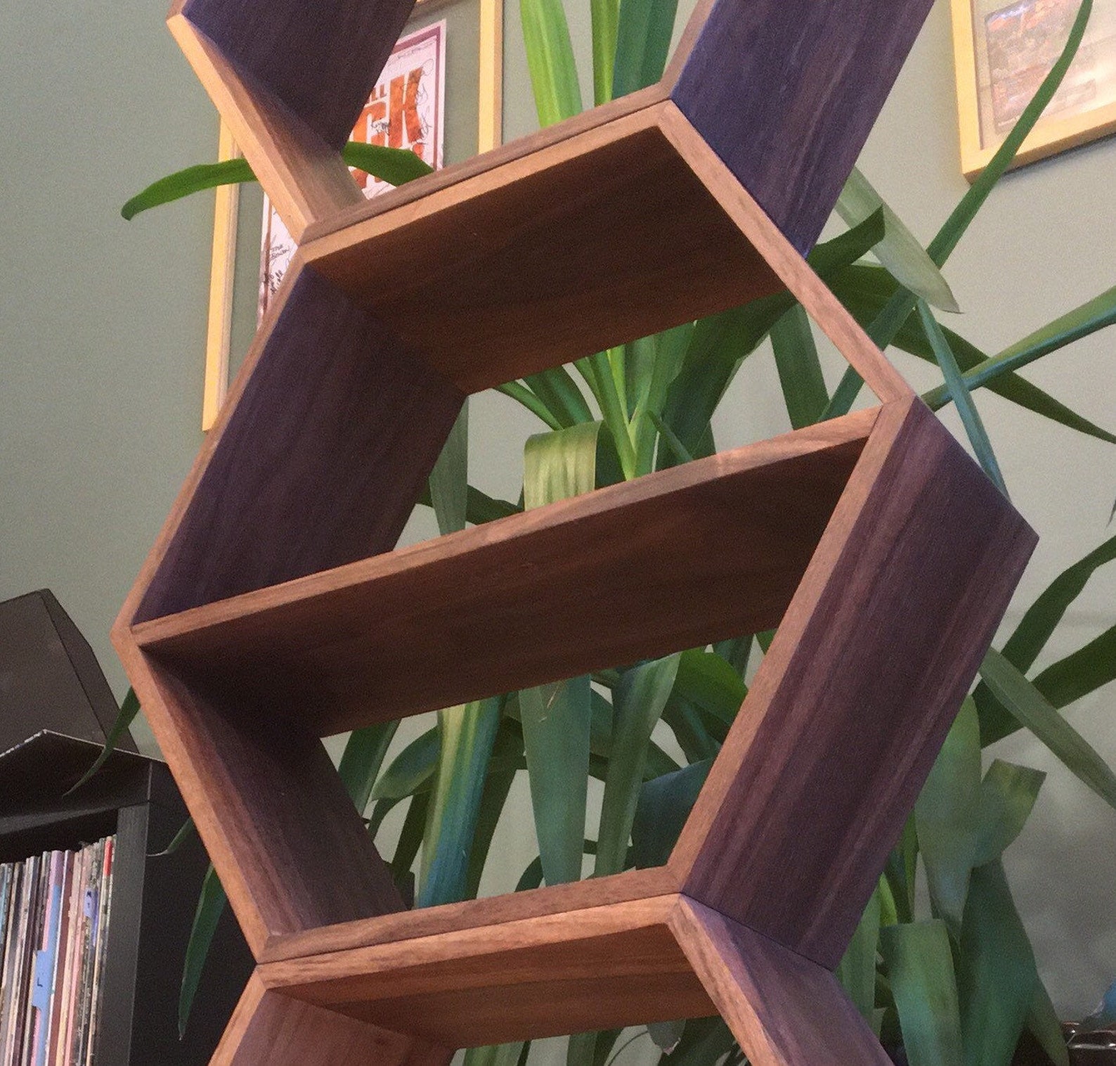 Real Walnut Hexagon Shelf Hexagon Shelves wood shelf Etsy