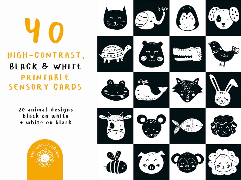 100 High Contrast Baby Cards Bundle Printable Montessori Etsy
