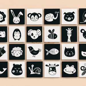 120 High Contrast Baby Cards Bundle Printable Montessori Black and White Sensory Cards for Infant Stimulation DIGITAL DOWNLOAD image 4