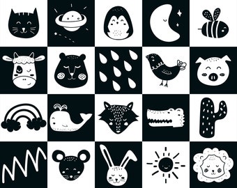 animals and nature alphabet black and white baby art flash etsy singapore