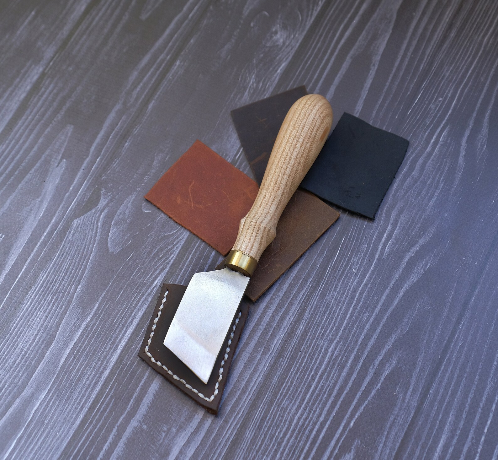 Skiving/paring leather knife curved blade 30 mm Custom Etsy