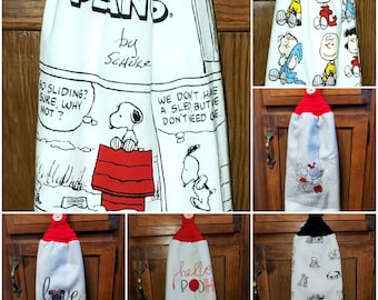 Cartoon Character Kitchen Towels with Crochet Top and Button