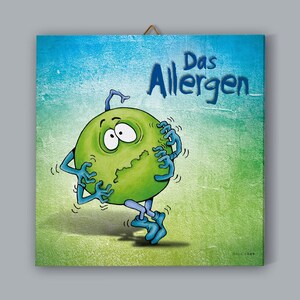 Wanddeko. Wandbild. Das Allergen. Bilderdruck mit Illustration auf Forex-Hartschaumplatte, quadratisch, 210 x 210 mm.