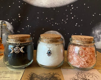 Witch Salt Set: Black, Himalayan Pink, Sea Salt - Ritual Spells