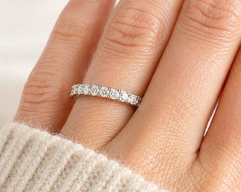 0.50 Carat Lab Grown Diamond Wedding Band, 14k White Gold Anniversary Ring