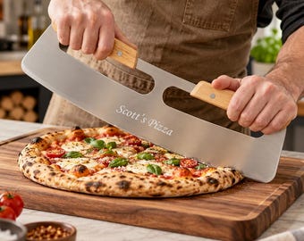 Personalized Pizza Rocker Cutter, Custom Engraved Pizza Knife, Stainless Steel Pizza Slicer, Unique Gift for Him, Christmas Gifts for Dad