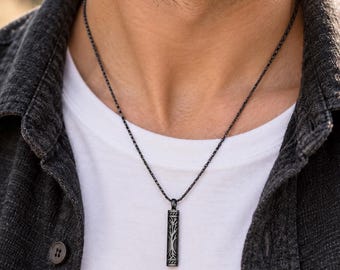Tree of Life Cremation Necklace for Men, Stainless Steel Urn Pendant for Ashes, Memorial Keepsake Jewelry, Sympathy Gift for Him