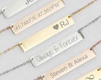 Collar de barra personalizado para mamá, joyería personalizada, collar de oro con nombre para mujer, regalo, joyería con nombre, ideas de regalo, collar coordinado para abuela