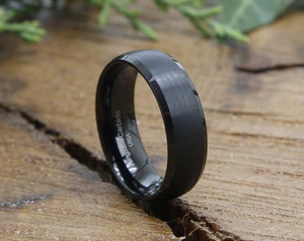 Black Tungsten Wedding Band Black Tungsten Carbide Ring Anniversary Men & Women Black Wedding Tungsten Comfort Fit Engraved Personalized