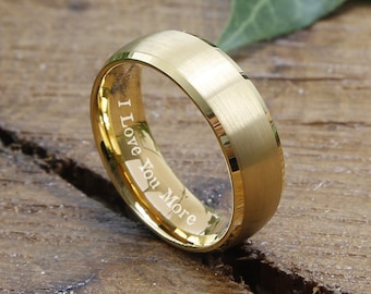 Engraved Promise Rings, Personalized Ring, Engraved Wedding Ring, Wedding Band, Valentines Day Gift, Custom Engraved Ring, Tungsten Band