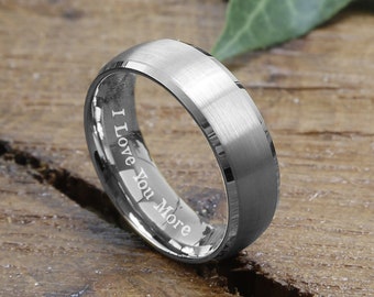 Two Tone Stainless Steel Ring, Engraved Silver Ring, Personalized Ring, Promise Ring, Engagement Ring, Wedding Band, Custom Engraved Ring