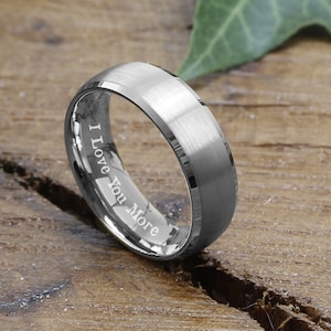 Mens Silver Tungsten Wedding Ring, Mens Brushed Tungsten ring, Mens Silver Wedding Band, Mens Promise Ring, Brushed Wedding Band Engraved