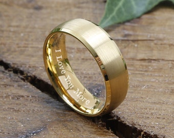 Mens Wedding Band Mens Gold Tungsten Band Mens Engagement Ring Mens Wedding Ring Rings for Men Boyfriend Gift Mens Wedding Band Unique
