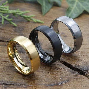 Custom Engrave Ring for Men, Personalized Mens Ring, Women Wedding Band, Tungsten Black Gold Silver Ring, Ring for Him&Her, Anniversary Ring