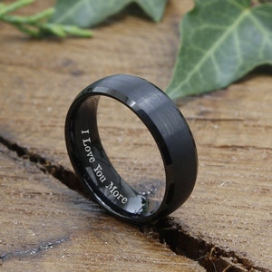 Anillo de bodas para hombre, anillo de tungsteno negro, anillo de compromiso para hombre, anillo de bodas para hombre, anillo de bodas para hombre, anillo grabado, 8 mm de ancho