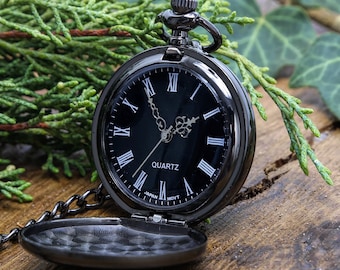 Gunmetal finished Pocket watch Engraving for Boyfriend Father Wedding Favor Best men gift Valentine's day gifts Christmas gift Groomsman