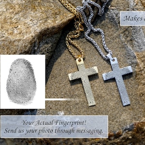 Personalized Fingerprint Cross Urn Necklace with Thumbprint Cremation Jewelry for Ashes Handwriting Cremation Necklace Custom Ashes Necklace