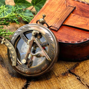Personalized Compass, Christmas Gift, Anniversary Gift, Wedding Gift, Engraved Antique Compass, Sundial Compass, Birthday Gift, Baptism Gift