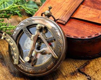 Personalized Compass, Christmas Gift, Anniversary Gift, Wedding Gift, Engraved Antique Compass, Sundial Compass, Birthday Gift, Baptism Gift