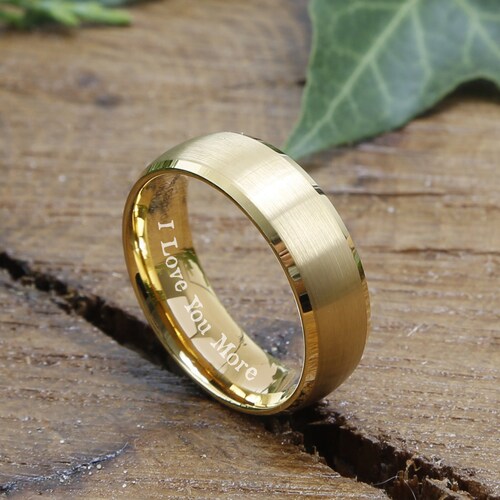 Mens Gold Wedding Ring Men's Gold Tungsten Wedding Band - Etsy
