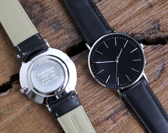 Mens Watch, Personalized Watch, Engraved Watch, Gift for Him, Mens Gift, Gift for Husband, Groomsmen Watch, Watches for Men, Boyfriend BLK