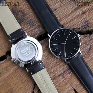 Mens Watch, Personalized Watch, Engraved Watch, Gift for Him, Mens Gift, Gift for Husband, Groomsmen Watch, Watches for Men, Boyfriend BLK